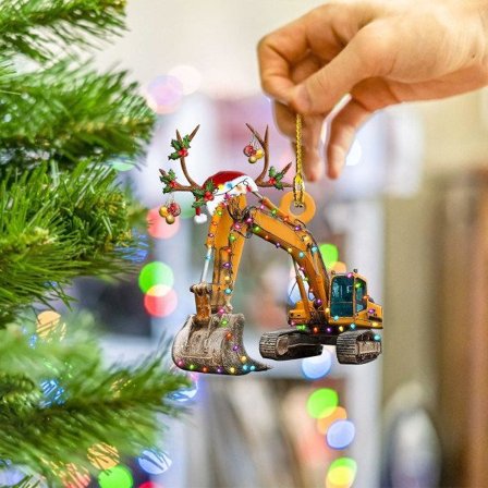 Hjemmeindretning 1 stk. julepynt ophængsdekoration gaveprodukt personlig familie jern brandbil, gravemaskine, gravemaskine ophæng D none