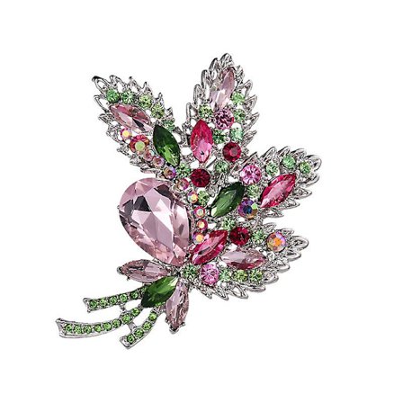 Stor krystallbladformet bukett strass skjerf krans klut brosjer nåler