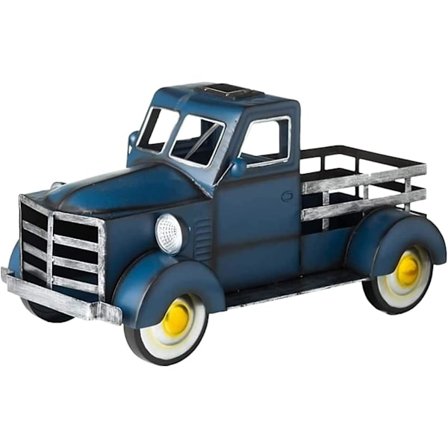 Retro Vase med Solcellebil Havestatue Plantekasse Vintage Bus Have Kreativ Harpiks Skulptur