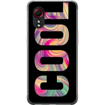 Kompatibel Mobilcover til Samsung Samsung Galaxy Xcover 5 Modern typografisk kunst med ordet LOVE i flydende regnbuefarver mod sort baggrund, der skab