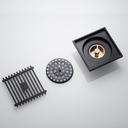 Svart Koppar Deodorant Golvbrunn Toalett Avlopp Tvättmaskin Trefas Golvbrunn Badrum Dusch —Svart, Konventionell golvbrunn