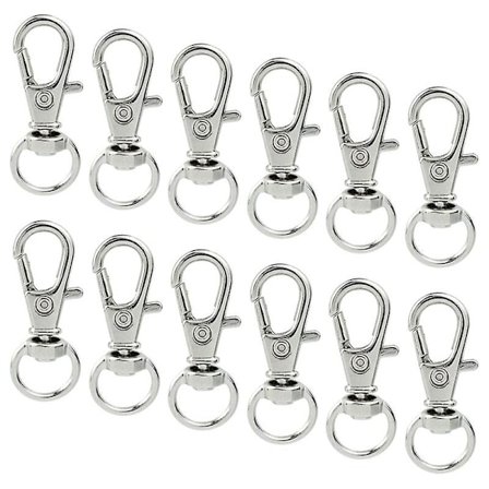 50 st vridbara karbinhakar med snäpplås, metallvridbara karbinhakar med hummerkloslås, silver