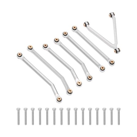 1/24 RC-bil chassis länkarmsstång slitstark högnoggrann aluminiumlegering dragstänger för LWB 133,7 mm Axial SCX24 RC-bilSilver