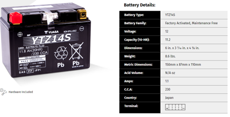 Batteria Yuasa MF per Moto – Cerca per Moto - Honda CB 1100 EX 2015-2022