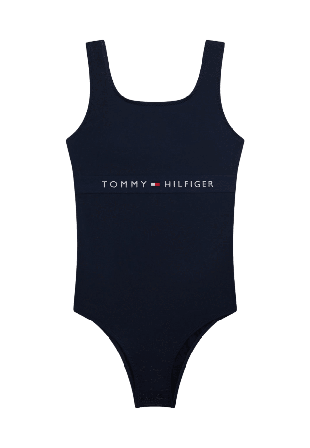 Tommy Hilfiger SQUARE NECK ONE PIECE Baddräkter Dam Blå 152/164