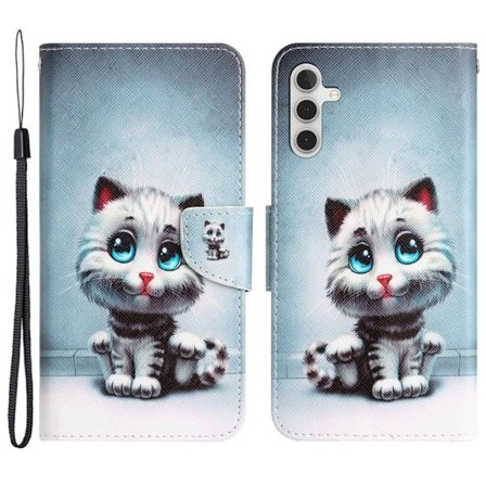 Wonderland Samsung Galaxy S24 flip-etui - Blå Øyne Katt