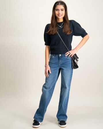 Gina Tricot Young Y kn cropped sleeve top Blå Tröjor Tjej - Kids Brand Store