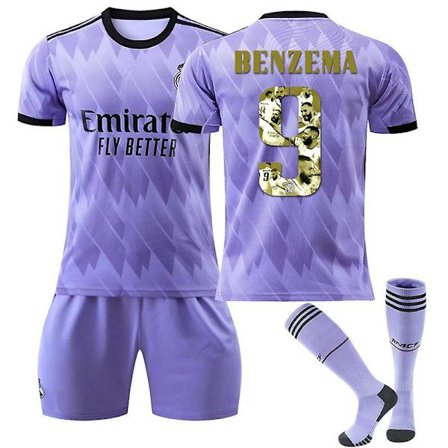 2022 Golden Globe-vinnare Golden fotbollströja set nr 9 Benzema style3 XL (180-190cm)