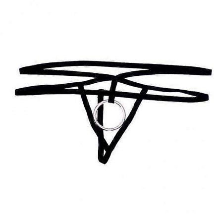 5-6-pakning Herre G-streng Tanga Undertøy med Metall O-ringer Svart