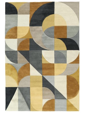 Studio 160X230 Gul/Grå Uldtæppe