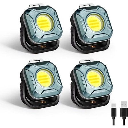 4-pak Genopladelig LED Campinglampe Mini Magnet Bærbar Arbejdslampe Nødlampe