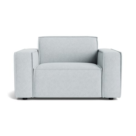 Lyon Sessel Moderner Sitzkomfort für das Wohnzimmer in Aragon Kristallblau, einfarbiges Design, bequemer Polstersessel, Breite 80cm.