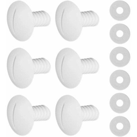 6 sarjaa valkoisia muovisia pyörän ruuveja aluslevyillä C55 180 280 allaspuhdistajalle