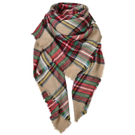Dam höst och vinter dam scarf rutig bekväm scarf förtjockad filt wrap sjal scarf, röd