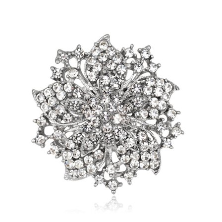 Vintage Krystal Rhinestone Brosche Brosche Fuld Diamant Sølv