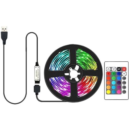LED-lys med fjernbetjening, ikke-vandtæt 5050Rgb TV-baggrundslys USB 5V farveskiftende atmosfærelys 3 meter