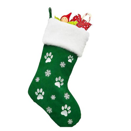 Jul Buffalo pläd strumpa dekorationer med plysch manschett för jul semester Party Dekor Grön