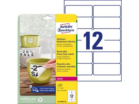 AVERY Etikett slitstark 99,1x42,3mm 240/fp - Lyreco - Emballage och lagerutrustning - Etiketter och godsmärkning - Vattenfasta etiketter