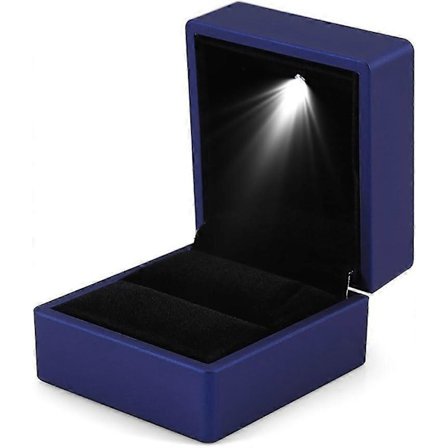 Elegant Ring Box with LED Lighting Jewelry Box Storage Box (Blue)