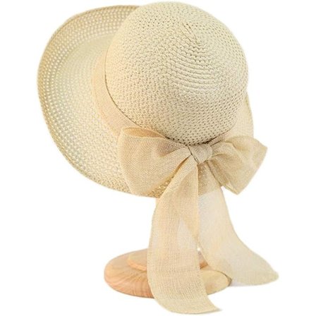 Dame Floppy Solhatte Fashionabel Sommer Bredskygget Cap Strand Halm Hat UV UPF50 Rejse Pakke Bomuld