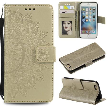 Iphone 6/6s - Mandala Läder Fodral - Guld Gold Guld