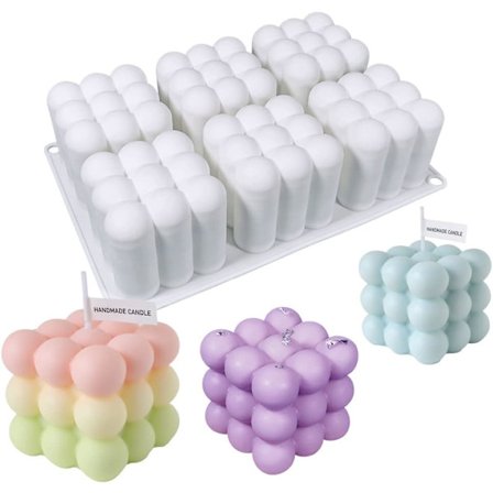 Bubbel-ljusformar, 6-håls Rubiks kub silikonformar, DIY-formar för kreativa bakningsmousser.