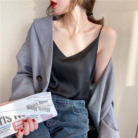 Vårens och Sommarens Sexiga Silkesatin Lösa Tunna Ytterplagg Inuti