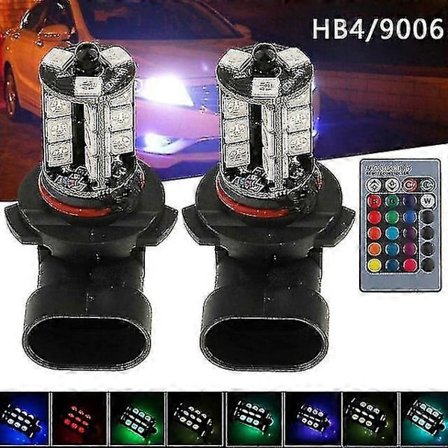 2 kpl 9006 H4 Hb4 H7 H8 H9 H11 Universaali Auto Rgb Tunnelmavalaisin 5050 Led-lamput Autotarvikkeet Kaukosäätimellä