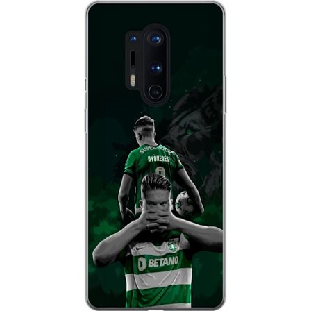 Yhteensopiva Puhelinkuori OnePlus 8 Pro Neonmotiivi, jossa teksti "Gaming is in my DNA" sinisenä ja punaisena tiiliseinällä, jossa loistava DNA-spiraa