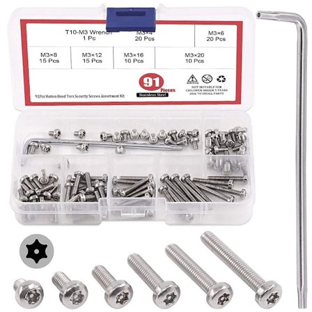 91 kpl Torx turvaruuvit ruuvit valikoimasarja M3 ruuvit