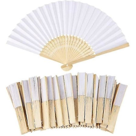 10-pack handgjorda pappersvikfläktar bambu handhållen fläkt för presentfestfavörer