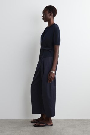 COS Women's Pleated Barrel-Leg Chinos in Blue