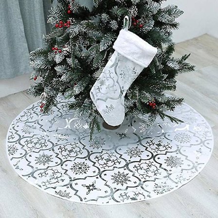 Juletrærskjørt, 120 cm juletrærskjørt med Y-mønster for trerotter 1 stk. tretrærskjørt + 1 stk. Ing - sølv