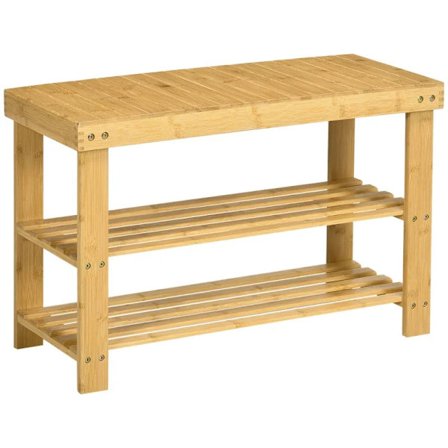 Rootz-kenkäpenkki - 3 tasoa - Kenkäteline - Tilaa 6-9 kenkäparille - Jopa 130 kg - Bambu - Luonnollinen - 70 x 28 x 45 cm