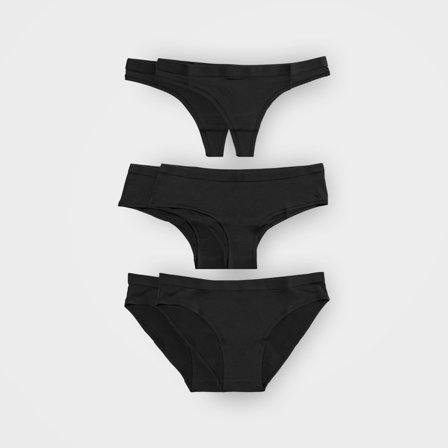 6 Pack Women's Black Underwear - Bikini, Hipster, Thong | TENCEL , Medium