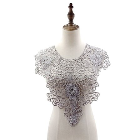 Lös krage för damer Avtagbar halv fluga ihålig broderad