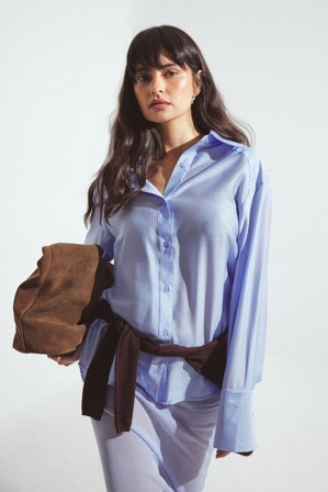 Handpicked x NA-KD Sheer Shirt - Skjorter - Blå - EU 32