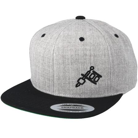 Tattoo Collective - Machine Side Logo Heather Grey/Black Snapback Snapback Grey Cap - @ Hatstore