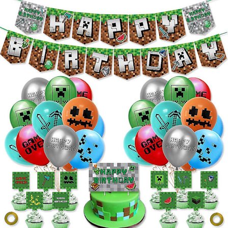 Minecraft bursdagspynt - Happy Birthday Banner Game Par