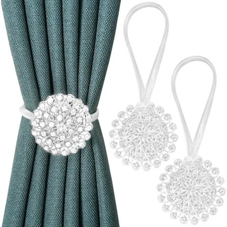 Krystallblomsterformede magnetiske gardinholdere (2 stk) 6,5 cm