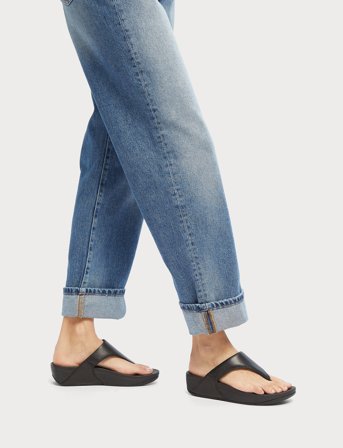FitFlop Lulu Leather Toepost - Black - 38