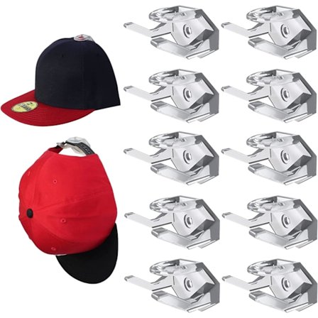 10 stk. Hat Hook, Hat Hooks, Cap Holder, Klæbende Væghæng til Hatte, Baseball Hat Stativ, til Cap Hook Organizer til Dør, Wa