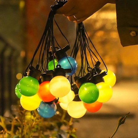 Solar, LED Lägen Vattentäta Slingor Utomhus Fairy Lights Globe Kristallkulor Dekorativ Belysning för Trädgård Gård Hem Fest Bröllop Jul D