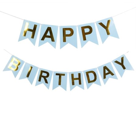 Girlang "Happy Birthday" Blå / Guld