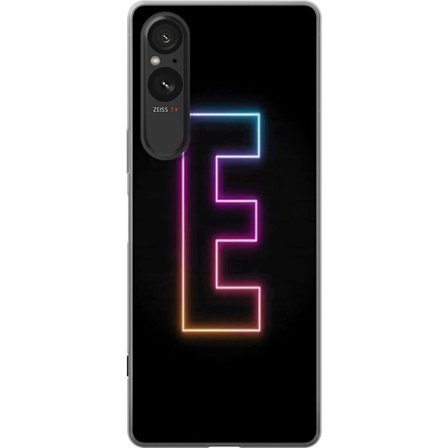 Kompatibel Mobilcover til Sony Sony Xperia 10 VI Minimalistisk neonbogstav E i lyse farver mod mørk baggrund i moderne og stilren design