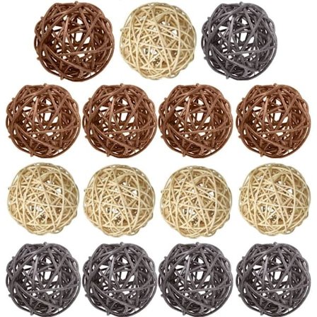 Koripaju rottinkipallot 15 kpl koristeellisia monivärisiä palloja luonnollisia pallomaisia maljakontäytteitä tee-se-itse-, juhla- ja 