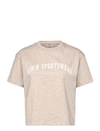 aim ́n Varsity Boxy T-Shirt - Beige - XL