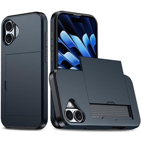 SKALO iPhone 16 Armor Suojakuori korttikotelo - Sininen Blue