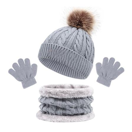 Barnelue skjerfhansker tre deler, baby gray