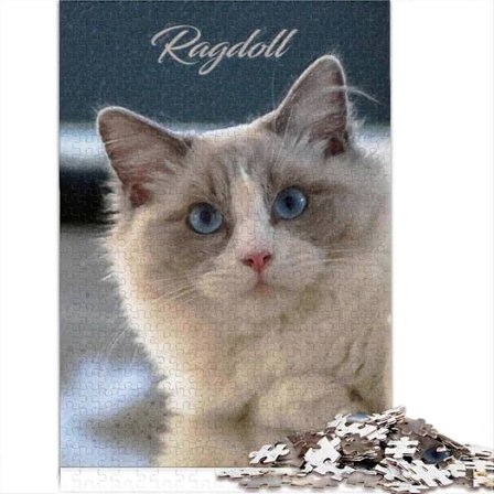 Ragdoll Kat Puslespil til Voksne 1000 Brikker Ragdoll Kat Træpuslespil til Voksne og Alder 10 Op Style-92[YATOY]